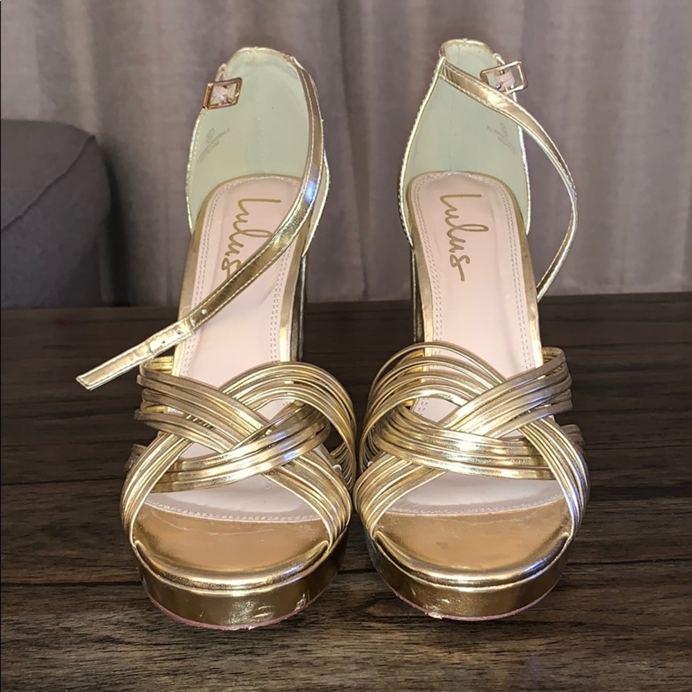 Lulus gold platform heels